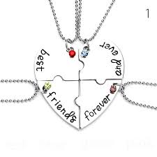 Check spelling or type a new query. Fashion 4pcs Set Best Friend Forever And Ever Bff Friend Necklace Set 4 Pieces Heart Shape Puzzle Hand Stamped Friendship Wish