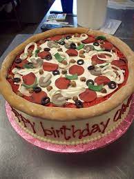The marshmallows melt and seep through the cake, making it moist and very tasty. 25 Pizza Cakes For The Best Pizza Party Ever Party Cakes Pizza Birthday Cake Pizza Party Birthday