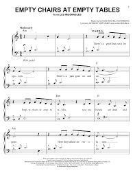 Check spelling or type a new query. Claude Michel Schonberg Empty Chairs At Empty Tables Sheet Music Pdf Notes Chords Film Tv Score Easy Piano Download Printable Sku 94353