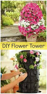 Diy Saturday Make Your Own Flower Tower A Cultivated Nest Flower Tower Plants Garden Projects