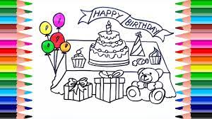 How to draw scenery of birthday party step by step? How To Draw Birthday Party For Kids With Cream Cake Candy Gift Box And In 2021 Drawing For Kids Coloring Books Kids Birthday Party