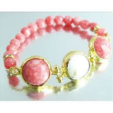 Pembe Ve Beyaz Incili Ozel Tasarim Elastik Bileklik Bileklik Moda Taki Pembe