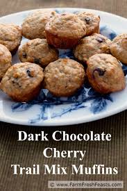 Dark Chocolate Cherry Trail Mix Muffins Monday Muffins Dried Cherry Muffins Trail Mix Recipes Trail Mix