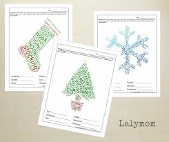 Printable christmas language arts activities. Free Printable Christmas Worksheets Holiday Word Clouds Lalymom