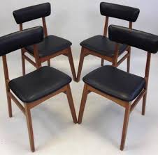 4 X Retro Schreiber 1960 S Vintage Chair Teak Black Vinyl Base Back Rests Ebay Chair Vintage Chairs Antique Chairs