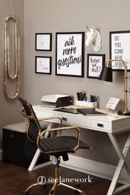 Beautiful Small Home Office Space With Wall Art In 2020 Small Space Office Home Office Design Home Office Space