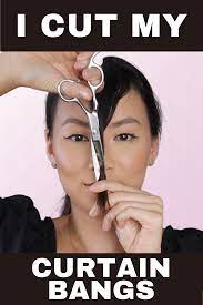 How To Trim Curtain Bangs At Home Watch This First Bangs Tutorial Curtain Bangs Trim Bangs