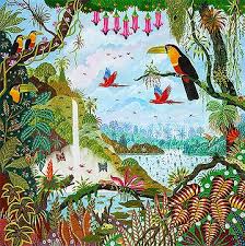 Toucans Au Jardin D Eden D Alain Thomas Peinture Naive Art De La Couleur Art Tropical