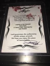 DIZZY DEAN Juan Rosales Artist Signed 1/1 Sketch Card LEAF LEGENDS OF  DIAMOND