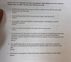 Solved Section A 3 X 10 30 Points True False Type Ques