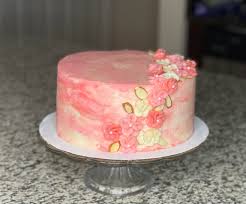 Love the simplicity of this cake! For A Friend S Mom S 60th Birthday First Time Attempting Marbling Or Piped Buttercream Flowers I Keep Second Guessing If I Should Somehow Add More To It But I Think The Somewhat Simplistic
