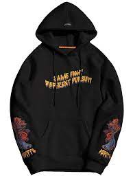 Kangaroo Pocket Embroidered Oversized Hoodie Black L Stylish Hoodies Trendy Hoodies Hoodies Men