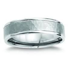Hammered Look White Gold Men S Wedding Band White Gold Wedding Bands Mens Wedding Bands