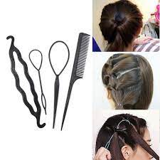 4pcs Ponytail Creator Plastic Diy Hair Styling Tools Black Hair Bands For Girls Hair Braid Accessories Bun Hair Accessories Braids Hair Tools Hair Accessories