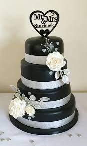 Bespoke Wedding Cake Black And Silver Wedding Cake Heart Topper Ivory Sugar Paste Roses Uk Wedding Cakes Silver Wedding Cake Cake