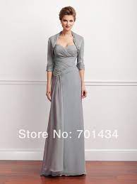 Click To Buy Gray Modest Sheath Gorgeous Dress Godmother Floor Length Chiffon Mother Dress Half Sleeve Dresses Mothers Dresses Evening Dresses Plus Size