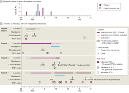 epidemic curve by date of onset of symptoms and timeline of