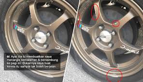 Jadi, kenalilah saiz lubang kereta anda sebelum order sport rim yang baru ya! Bukan Bapak Kau Yang Bayar Kereta Isteri Menangis Semalaman Dimarahi Suami Kerana Calarkan Sport Rim Baru The Reporter
