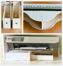 15 Idees De Rangements Astucieux Avec Des Porte Revues Rangement Imprimante Astuce Rangement Idees De Rangements