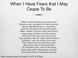 When I Have Fears That I May Cease To Be By John Keats Meaning John Keats
