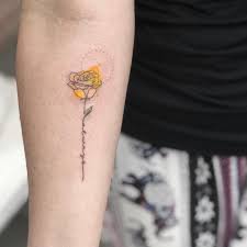 Delicate Little Yellow Rose Yinked Finelinetattoos Minimalistictattoos Rosetattoos Yellowroseta Yellow Tattoo Rose Tattoos On Wrist Little Rose Tattoos
