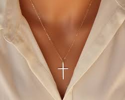 Madame forestier went to her mirrored wardrobe, took out a large box, brought it back, opened it, and said to madame loisel: Elegant Cross Necklace 14k Gold Filled Long Large By Moonandi Cross Necklace Simple Cross Pendant Necklace Woman Cross Necklace Silver
