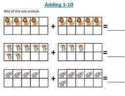 Practice Adding 1 10 With Cute Little Zoo Animals Ads 10 Things Zoo Animals