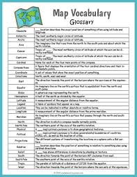 Free Printable Map Vocabulary Glossary Geography Lessons Social Studies Worksheets Teaching Maps