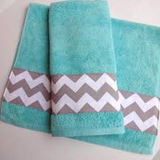 This towel set has all you need for an easy bathroom face lift. Grey Chevron And Aqua Towel Set Set Of From Augustave On Etsy