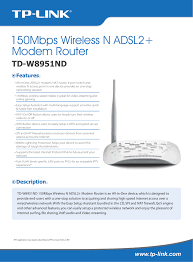 Tp Link Td W8951nd V6 Data Sheet Manualzz