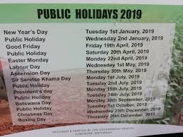 Christian, catholic, jewish & muslim. Employmentalert On Twitter Take Note Of The Bw Public Holidays 2019 Calendar
