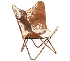 The durable leather and iron metal construction makes it an ideal side chair for bedrooms or. Pin By Vidaxl On Marin Butterfly Chair Leather Butterfly Chair Leather Chair