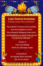 Online invitation card maker for weddings, birthday, naming ceremony, bridal shower, baby shower and party events. Lohri Ecard For Whatsapp Invitation Cards Invitation Card Maker Invitations