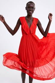 Pleated Dress View All Dresses Woman Zara United States Pleated Dress Red Lace Skirt Dresses