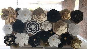 Black And Gold Paper Flowers Great Gatsby Theme Party Paper Flower Backdrop White Black And Gold Gatsby Birthday Party Prom Decor Black And Gold Theme