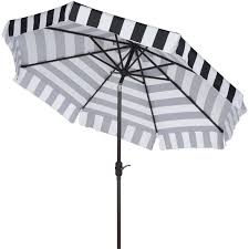 Embracing classic french style, its red top features a white and red stripe pattern underneath. Safavieh Elsa Patio Umbrella In Black And White Pat8003a