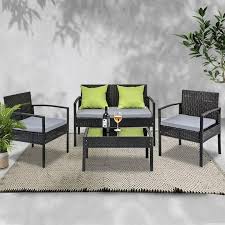 210 Outdoor Set Wicker Seat And Cushions Affordable Outdoor Furniture Outdoor Furniture Sofa Black Patio Furniture