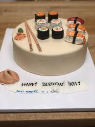 Celebrate Your Next Birthday With This Amazing Sushi Inspired Specialty Custom Cake From Aux Delices B Sushi Cake Birthday Sushi Cake Creative Birthday Cakes