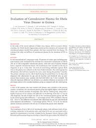 Pdf Evaluation Of Convalescent Plasma For Ebola Virus Disease In Guinea