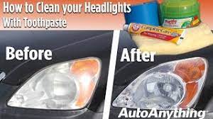 Put the toothpaste on a toothbrush and start scrubbing in small, circular motions. How To Clean Your Headlights With Toothpaste Youtube