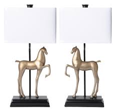 Two Horses W Shades Set Of Two Horse Lamp Eclectic Table Lamps Table Lamp