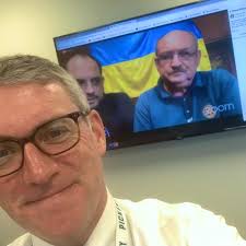 At lunchtime today I was very excited to participate virtually in a Rotary  International multi club meeting with the Rotary club of Kiev, Ukraine.