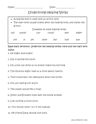 Underlining Helping Verbs Worksheets Helping Verbs Helping Verbs Worksheet Main Verbs
