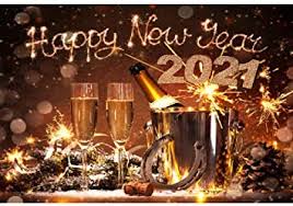 Amazon Com Laeacco 7x5ft Vinyl Backdrop New Years Eve Celebration Photography Background 2021 Happy New Year Champagne Bottles Bucket Horseshoe Lucky Charm Festival Background Bokeh Snowflakes Holiday Camera Photo