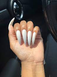 Long White Acrylic Nails Acrylicnailsnatural Acrylic Nails Stiletto White Acrylic Nails White Stiletto Nails