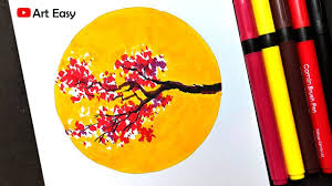 Prepare to make the downstroke by holding your pen at about a 45 degree angle to the paper. Cherry Blossom Drawing With Brush Pen Very Easy Youtube