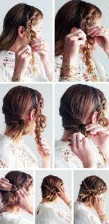 Idee Coiffure Description Tutoriel Coiffure Tresse Cheveux Courts Ou Longs Ramasses Braided Hairstyles Braided Bun Hairstyles Pretty Braided Hairstyles