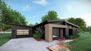 Modern Style House Plan 82569 With 3 Bed 2 Bath 1 Car Garage Modern Style House Plans Contemporary House Plans Contemporary Style Homes