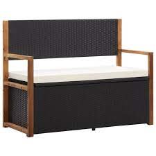 22/03/2021 usd $ compra bs: Banc De Jardin Banquette De Jardin Exterieure Meuble Siege Terrasse Balcon 110 Cm Resine Tressee Et Bois D Acacia Noir Cdiscount Jardin