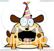 Cartoon Of A Happy Birthday Dog Wearing A Party Hat Royalty Free Vector Clipart By Cory Thoman 1177501
